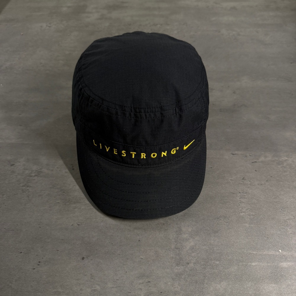 Vintage Nike‎ Livestrong Golf Cadet Hat Black Ripstop Military Cap Adjustable